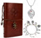 HJYZY Vampir Schmuckset für Dame Vintage Leder Schreibjournal Elena Notizbuch Daywalking Katherine Armband Stefan Familie Halskette 3 Stück
