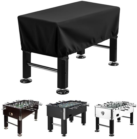 Iptienda Kickertisch Abdeckung Wasserdichte 145X115X72cm, 420D Oxford Tischfußball Abdeckung Staubdicht UV-beständig, Fußball Tischabdeckung Tragbar mit Lösen Sie Gürtel und Spannungen, Schwarz