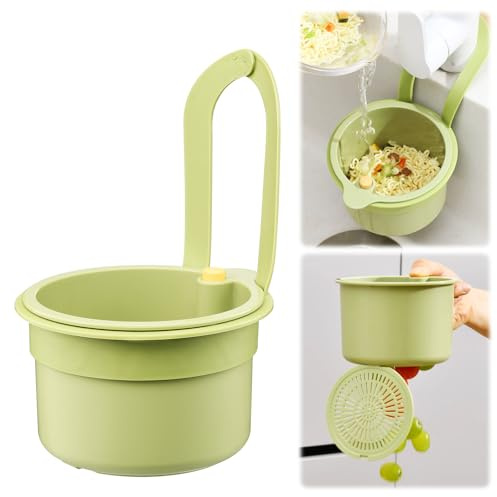 Holtrae Sieb für Spülbecken,Wasserhahn Hängender Filterkorb,bnehmbare silikon Waschbecken sieb,Multifunktionaler abflusssieb,Kunststoff-Abtropfkorb,für Waschen y Organizer in Küche(Grün)