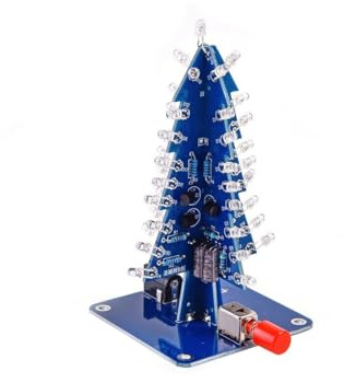 DIY Christmas Tree Kit, Electronic Christmas Tree Kit with Multi-Color LEDs & Display Case Soldering Practice for Beginners, STEM Tech (USB Powered/Model HU-006)