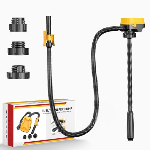 DIYtoolifz Cordless Fuel Transfer Pump with Auto-Stop, 3.2 GPM Flow Portable Fuel Pump Compatible with DeWalt 20V & Milwaukee 18V Batteries, with 41'' Hose, 3 Adapters for Diesel, Gasoline (Bare Tool)