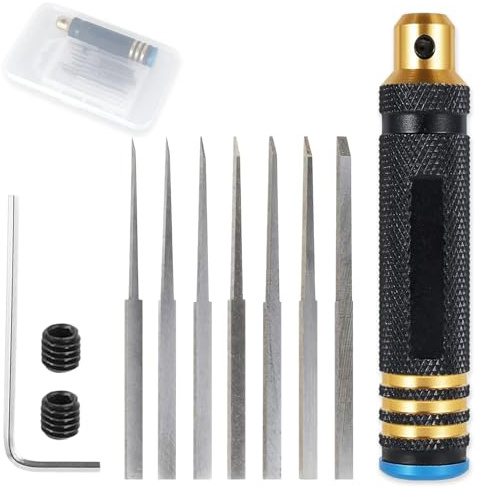 Terilamy 7 in 1 Prime Model Scriber Tool, Model Chisel Plastic Model Kits, Model Making Tools Repair Tool with 0.1/0.2/0.4/0.6/0.8/1.0/2.0mm, Scribe Line Tools Kit Modelling Making Hobby