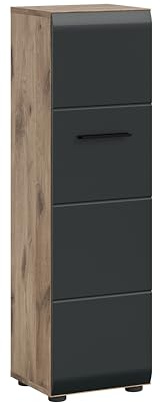 furnling Badkommode Ivy, schwarz/Nox Oak, 1 Tür, 4 Fächer, Badschrank mit 3 verstellbaren Einlegeböden, Front mit Rillenfräsung, Höhe 106 cm