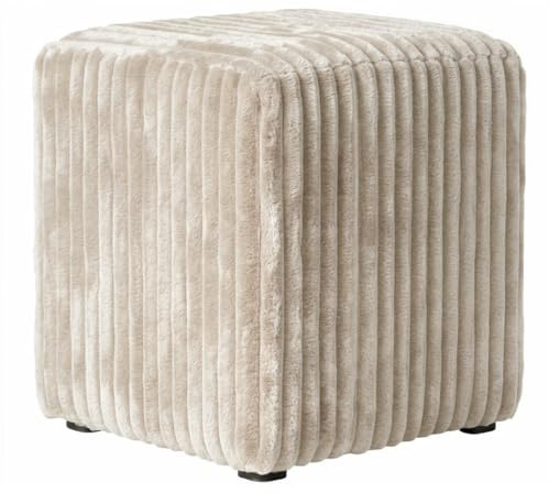 Extrasen Hocker Wohnzimmer Sitzhocker - Quadratisch 40 x 40 cm - Sofahocker - Dicker Cord Ecru