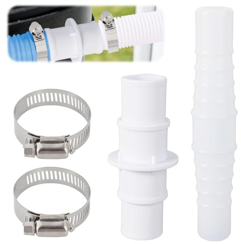 Fukaisu Pool Hose Adapter Connector Kit, 32 to 38 mm Hose Coupling Connectors with Stainless Steel Clamps Clip Accessories Parts Fitting for Swimming Pool Vacuum Cleaners and Filter Pump Tubes