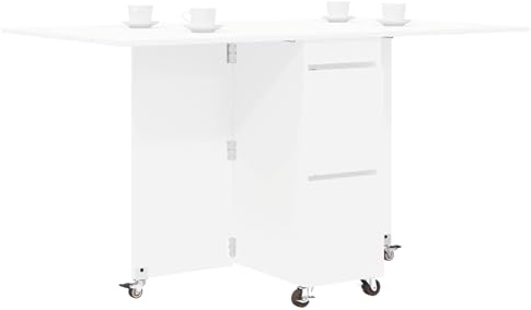 vidaXL Esstisch 2 pcs 140 x 80 x 77 cm Holzwerkstoff Weiß Rechtwinklig, Verstellbarer Esstisch, modernes Design, Holzfinish, vielseitig, platzsparend für Dein Wohnzimmer