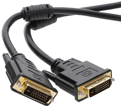 kenable DVI-D Dual Link Cable with Ferrite Cores Male to Male Gold Plated Connectors Black 3m