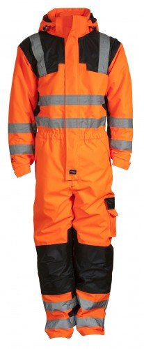 Warnschutzoverall für Winter, Thermooverall, wasserdicht und atmungsaktiv orange/schwarz Gr.L
