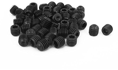 Sourcingmap M6 x 6mm Hex Socket Set Cup Point Grub Screws Black 50pcs
