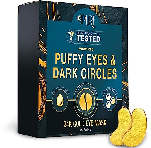 (15 Stück) LA PURE Luxus Kristall 24K-Gold Puder Gel Kollagen Augenmaske, Premium Anti-Aging, Anti Falten Produkt mit Hyaluronsäure, Kollagen, Feuchtigkeitspflege bei Fältchen unter den Augen, entfern