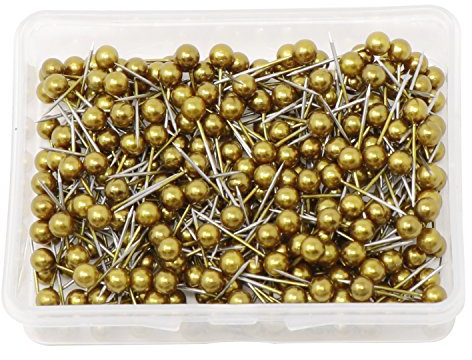 vapker 1/20,3 cm Karte Tacks Kunststoff Kopf Push Pins mit Edelstahl Point (300 Stück Box gold Farbe Pins)