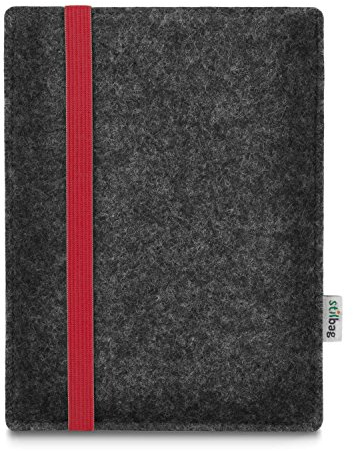 stilbag e-Reader Tasche Leon für Amazon Kindle Paperwhite (7. Generation) | Wollfilz anthrazit - Gummiband rot | Schutzhülle Made in Germany