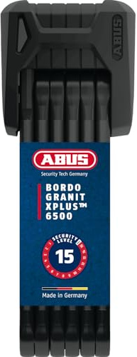 ABUS Faltschloss Bordo Granit XPlus 6500 SH mit Halterung - Fahrradschloss aus gehärtetem Stahl - ABUS-Sicherheitslevel 15 - 85 cm - Schwarz