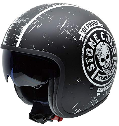 NZI Rolling3 Sun Steve Austin Offenes Gesicht Motorradhelm, Matt Stone Cold, Größe XL