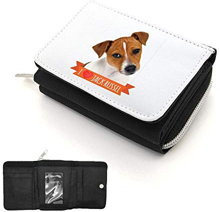 Mygoodprice Portefeuille à Rabat Porte-Monnaie Jack Russel Noir