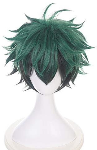 LEES WIGS Deku Anime Cosplay Perücke für My Hero Academia Izuku Midoriya mit Perückenkappe
