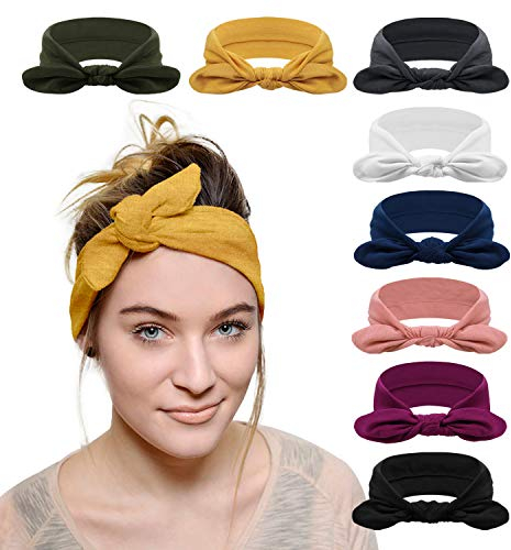 DRESHOW 8 Stück Damen Turban Stirnbänder Headwraps Haarbänder Bögen Haarband Zubehör Stirnband für Damen