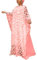 HD Robe Caftan Africaine en Mousseline de Soie pour Femme avec appliqués à Fleurs, Taille Unique, Rose, Taille Unique