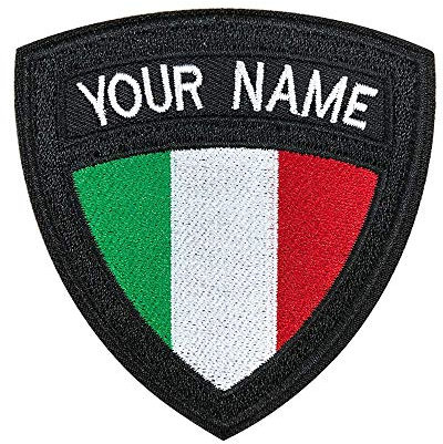 Toppa tattica militare personalizzata con nome, etichetta personalizzata con ricamo, toppa con nome bandiera italiana su/gancio e anello per giacche zaino per abbigliamento multiplo