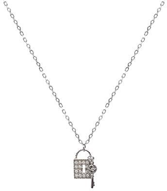 HUKJ S925 Sterling Silver Lock Key Zircon Necklace, Temperament All-Match Creative Niche Sense of Clavicle Chain Female