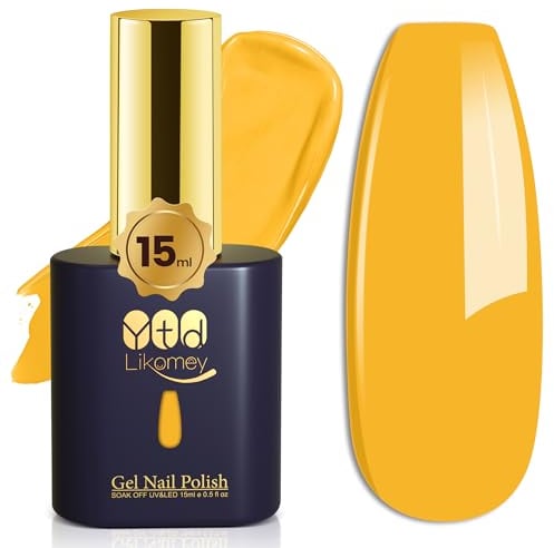 YTD Likomey Gel Polish,15ml Lemon Yellow UV Nails Gel,Salon Home DIY Nail Art Manicure and Pedicure Mustard Yellow Gel Varnish,CS014