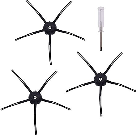 Neutop Replacement Silicone Rubber Side Brush Compatible with Roborock Qrevo S/Pro/Plus/Master, Q7/Q8/Q5 Series, S8/S7/S6/S5/S4 Series Robot Vacuum, Black, 3-Pack.