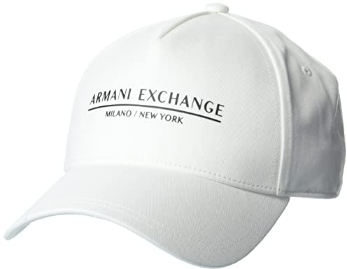 Armani Exchange Men's Essential, Milano/New York, Logo Lettering Baseball Cap, Weiß, Einheitsgröße