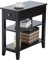COSTWAY Bedside Table, Narrow Nightstand End Table Coffee Snack Table with Drawer and Storage Shelf, Sofa Side Table for Living room Bedroom Office (3-Tier, Black)