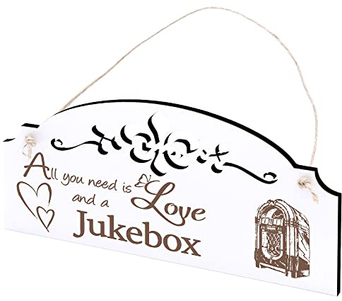 Schild Jukebox Deko 20x10cm - All you need is Love and a Jukebox - Holz Wanddeko Dekoration Wand