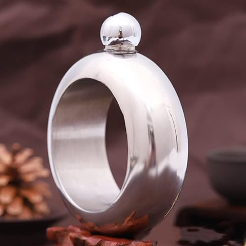 3.5 oz frasco cadera pulsera brazalete alcohol whisky licor joyería acero inoxidable para fiesta reina (plata)