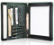FREI NAME GRAVUR, Präsentationsmappe a4, Schreibmappe A4 Reißverschluss, 2 Ring Binder Konferenzmappe Leder, Ledermappe mit A4 Klemmbrett, Leather Padfolio Folder, Geschenk, Grün, Customized