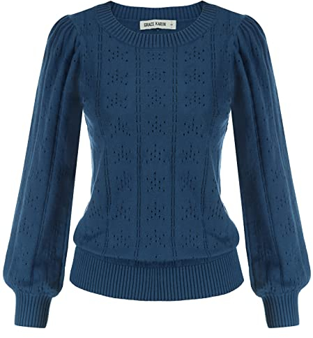 GRACE KARIN Strickpulli Damen Sweater Damen Herbst Casual Strickpullover CL834-2 L