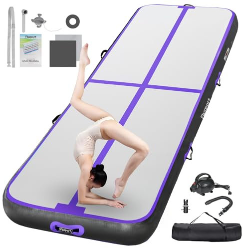 FBSPORT Trainingsmatte, 10 cm, Höhe aufblasbar, Air Tumbling Track 2 m, Gymnastikmatte, aufblasbar, Tumbling, Gymnastikmatte, für Turner, Tumbling, Yoga, mit Pumpe