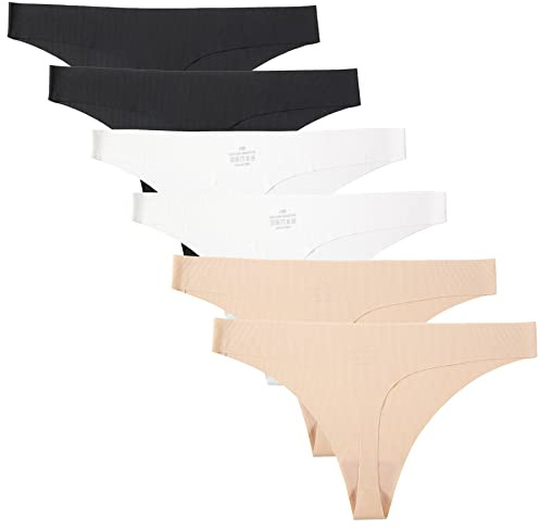 Tanga Damen String Nahtlos Atmungsaktiv Unterwäsche Frauen Unsichtbarer Unterhosen Damen Tanga, 6er-Pack
