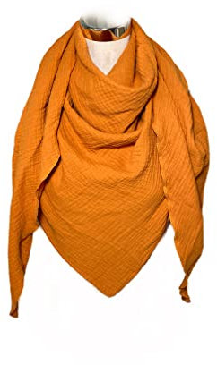Musselintuch Schal Dreieckstuch Orange Brique Halstuch Damen XXL Uni Wickelschal Stola Tuch Handmade Schal einlagig