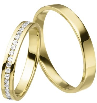 JC Trauringe JETZT RINGE PERSONALISIEREN Gold Paarpreis I Eheringe 2,5mm I Partnerringe mit Gravur in edler Schatulle I 2 Hochzeitsringe Herrenring & Damenring mit Steinen I MT05