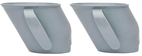 Doidy Cup, Open Cup for Training Baby 6 Months-3 Years, 200ml, Slanted Weaning Cup with Handles for Learning to Drink, BPA Free, 2 Pack (Grey)