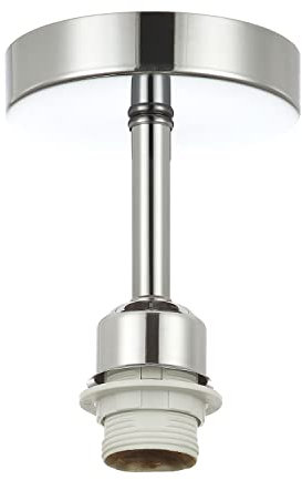Polished Silver Chrome Plated Ceiling Light Fitting for Industrial Style Light Bulbs | 12cm x 17cm | Suitable for Lamp Shades with E27 Lamp Holder by Happy Homewares