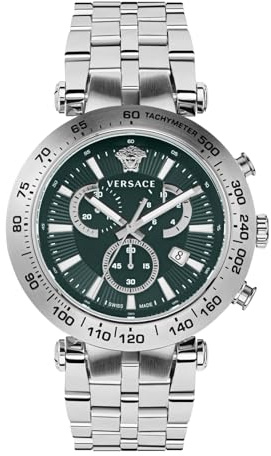 Versace Herrenuhr Analog Quarz mit Edelstahlarmband VEJB00522, Flaschengrün, Mode