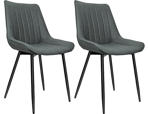 XDAILUYYDS Esszimmerstühle 2er Set, Küchenstuhl, Wohnzimmerstuhl, Bequemer Polsterstuhl, Esstisch Stuhl-Geeignet für Schlafzimmer, Küche, Wohnzimmer und Esszimmer. (Technischer Stoff/Dunkelgrau)