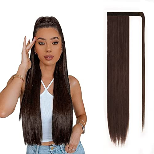 JJstar Postiche Queue de Cheval Lisse 70 cm, Extension Ponytail à Clip | Fausse queue de cheval lisse de 70 cm, avec clip et bande à enrouler pour ajouter longueur, volume et style à votre coiffure.