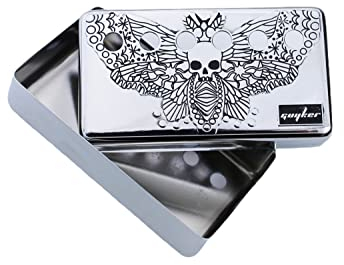 Guyker Humbucker Pickup Cover (50mm/52mm Pole Spacing) – Cupronickel Bridge and Neck Pickups Frame Set Replacement Parts for Les Paul LP Style Electric Guitar, Skull Wing Style, Chrome