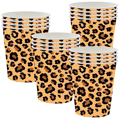 Lot De 16 Gobelets En Papier Imprimé Léopard Pour Fête D'Animaux De Safari Dans La Jungle, Ensemble De Décorations De Table Pour Enfants, Fournitures De Fête Pour Reptiles De Safari Dans La Jungle