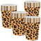 Juego de 16 vasos de papel con estampado de leopardo para fiesta de animales de la selva, vasos de papel para fiestas temáticas de la selva, juego de decoración de vajilla para niños, safari de la