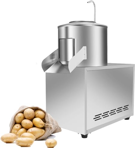 CYTBEK Commercial Electric Potato Peeler Machine, 1100W Automatic Potato Peeler, 240Kg/Hour Stainless Steel Potato Peeler Washer, for Taro Ginger Peeling Sweet Potatoes Use