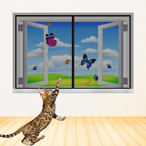 Magnet Fliegengitter BalkonFenster, 120x135cmFliegengitter Magnet, Magnetfliegengitter Automatische Abschaltung, Kein Bohren, für Küche/Wohnzimmer/Schlafzimmer (Schwarz)