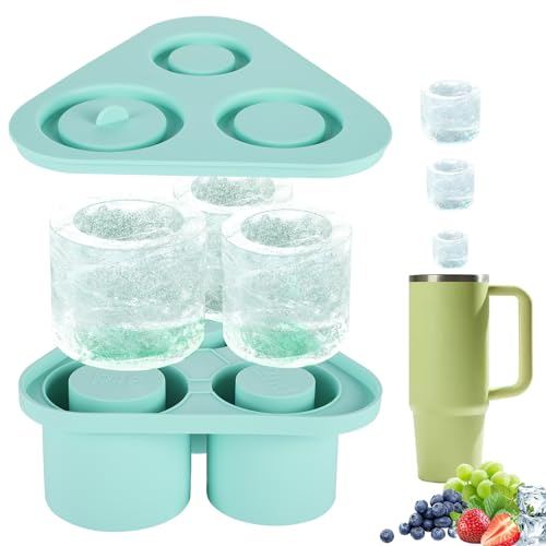 Ice Cube Tray with Lid for Stanley, 3 Hollow Cylinder Ice Cube Moulds Reusable Silicone Tumblers Ice Moulds 20-30-40oz Stanley Cup Ice Mold Household Ice Making for Ice Drink Juice