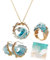 Ocean's Oath Schmuckset, Set mit Halskette und Ringen mit blauen Ozeanwellen, S925 Silber Zirkonia Boho Ozeanstrand Schmuck, Ozeanwellen inspirierendes Schmuckgeschenk für Frauen und Mädchen