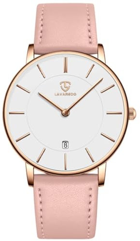 aswan watch Montre Plate Analogique à Quartz pour Femme avec Bracelet en Cuir,boîtier de 39 mm, 2 Aiguilles,Date