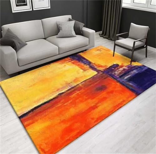 QGYFRE Teppich Rechteckig Kinderzimmer Baby Junge 120x160CM Kinderteppich Mädchen orange Farbe Gelber, waschbarer im modernen, minimalistischen Design